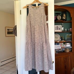 Sleeveless Printed Maxi Dress in Light Beige